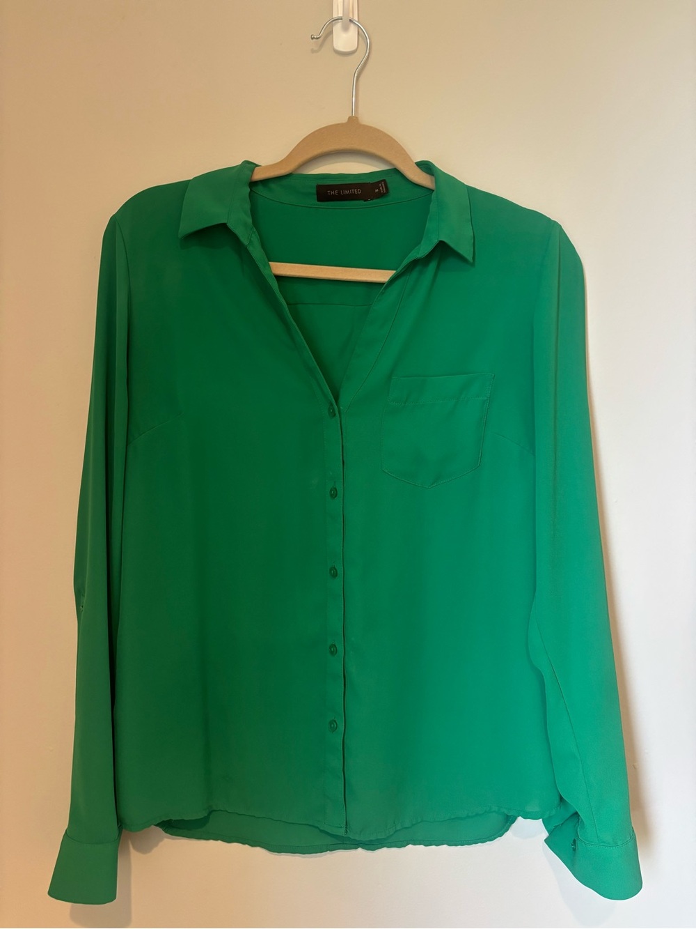 The Limited Green Chiffon Button Down Blouse — Size M